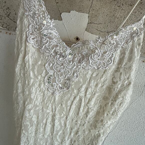 Vintage Lace Slip Dress Intimo Amore Beaded Sequin XS Vintage Chemise Coquette - Picture 7 of 7